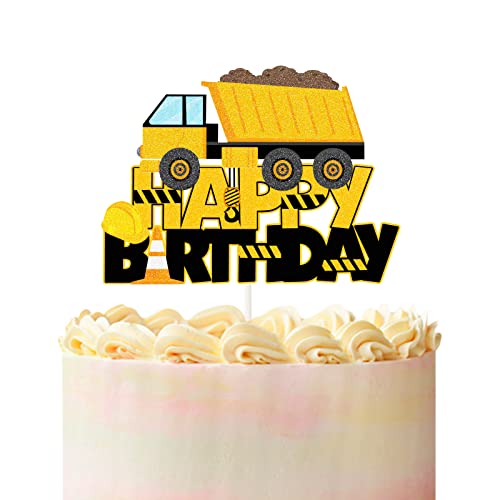 Kuchenaufsatz für Bauwagen, Happy Birthday, Bau-LKW-Party-Dekorationen, Happy Birthday-Fahrzeug-Motto-Party-Dekorationen, Muldenkipper-Party-Kuchenaufsatz von PHOHUI HAVE A NICE TIME