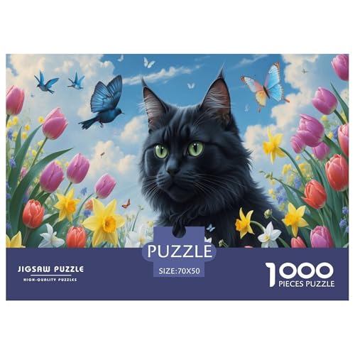 Black Katze in Spring Garden 1000 Teile Puzzle Für Die Ganze Familie interessant Erwachsenenpuzzle Clevere Rätsel Geschenk 70x50cm/1000pcs Black Katze in Spring Garden 1000 Teile Puzzle Für Die Ganze Familie interessant Erwachsenenpuzzle Clevere Rätsel Geschenk 70x50cm/1000pcs von PHQAZWSXE