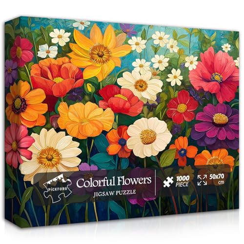 Blumen-Puzzles für Erwachsene, 1000 Teile, florales Kunst-Puzzle, bunte Frühlingsgarten-Puzzles, naturanspruchsvolle Puzzles für Erwachsene von PICKFORU