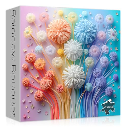 Blumen-Puzzles für Erwachsene, 1000 Teile, unmögliche Blumenpuzzles, buntes Regenbogen-Farbverlaufspuzzle, hart, herausforderndes Frühlingspuzzle, 1000 Teile Blumen-Puzzles für Erwachsene, 1000 Teile, unmögliche Blumenpuzzles, buntes Regenbogen-Farbverlaufspuzzle, hart, herausforderndes Frühlingspuzzle, 1000 Teile von PICKFORU