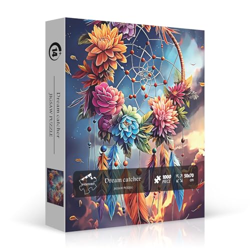 Blumenpuzzle 1000 Teile für Erwachsene, PICKFORU Traumfänger Puzzles, Hard Impossible Puzzle für Familie und Freunde von PICKFORU