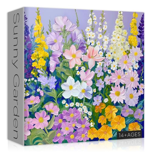 Blumenpuzzle für Erwachsene, 1000 Teile, Blumen-Kunst-Pflanzenpuzzle, buntes Gemälde-Puzzle, Gartenpuzzle von PICKFORU