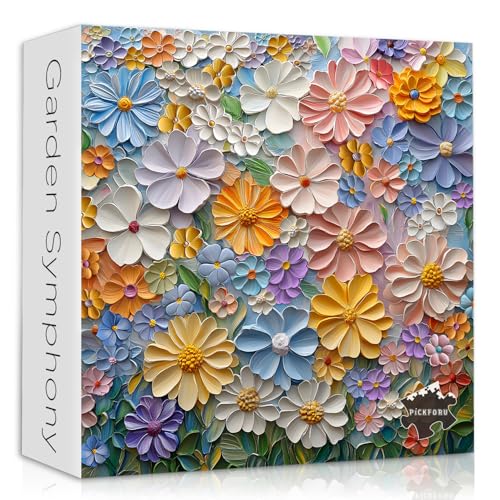 Blumenpuzzles für Erwachsene, 1000 Teile, Frühlingsblumen, Garten, Naturpflanze, Puzzle, Kunst, buntes Blumen-Puzzle, Malerei von PICKFORU