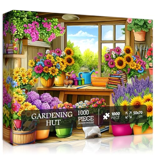 Blumenpuzzles für Erwachsene 1000 Teile, Gartenpflanze Sonnenblume Puzzle mit Katzenbuch, Natures Garten Botanical Floral Jigsaw Puzzle von PICKFORU