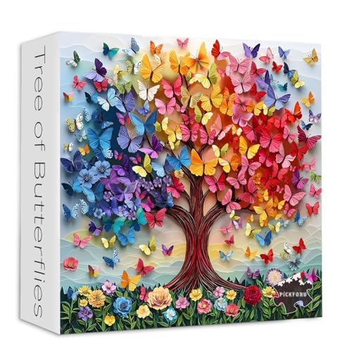 Bunte Schmetterlingspuzzles für Erwachsene, 1000 Teile, PICKFORU Baum des Lebens, Puzzle, Regenbogenblumen, einzigartiges Frühlingsblumenkunst-Thema als Heimdekoration Bunte Schmetterlingspuzzles für Erwachsene, 1000 Teile, PICKFORU Baum des Lebens, Puzzle, Regenbogenblumen, einzigartiges Frühlingsblumenkunst-Thema als Heimdekoration von PICKFORU