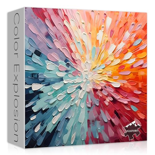 Impossible Puzzles for Adults, Hard Gradient Rainbow Puzzle 1000 Piece Art Painting, Flower Difficult Challenging Jigsaw Puzzles for Adults von PICKFORU