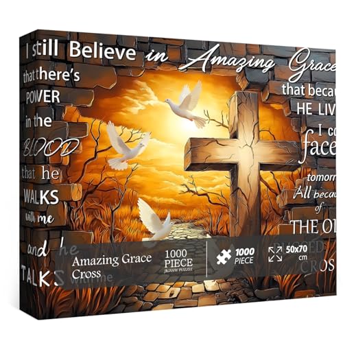 Jesus Kreuz Puzzle 1000 Teile, Christliche Bibel Religiöse Puzzles für Erwachsene, Vogel Katholisches Puzzle Christlicher Glaube Inspirierend, Impossible Hard Difficult Challenge Puzzle von PICKFORU