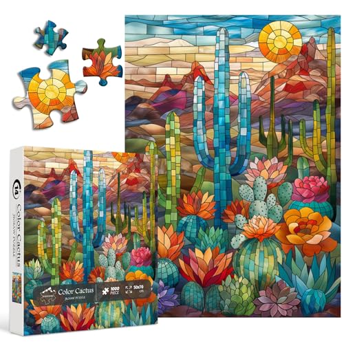 Kaktus-Puzzles für Erwachsene, ab 1000 Teile, PICKFORU Buntglas-Puzzle inklusive Mosaikkunst-Kaktus, Bunte Sukkulenten-Puzzles als Geschenke für Pflanzenliebhaber Kaktus-Puzzles für Erwachsene, ab 1000 Teile, PICKFORU Buntglas-Puzzle inklusive Mosaikkunst-Kaktus, Bunte Sukkulenten-Puzzles als Geschenke für Pflanzenliebhaber von PICKFORU