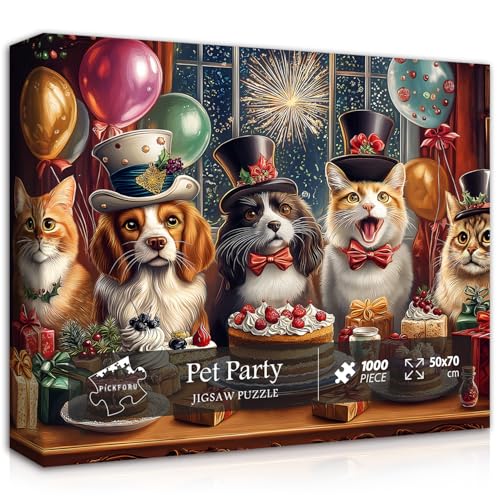 Katze Hund Puzzles für Erwachsene 1000 Teile Lustige Tierpuzzles Welpen Kätzchen Puzzle Haustier Party Puzzle von PICKFORU