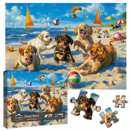 Lustige Hundepuzzles für Erwachsene ab 1000 Teile, PICKFORU Strand-Puzzle-Kollektion Niedlicher Hund, Welpentierpuzzle als Heimdekoration Lustige Hundepuzzles für Erwachsene ab 1000 Teile, PICKFORU Strand-Puzzle-Kollektion Niedlicher Hund, Welpentierpuzzle als Heimdekoration von PICKFORU