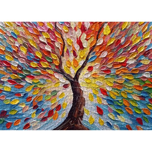 PICKFORU Baum des Lebens Puzzles für Erwachsene, 1000 Teile, unmögliche Baumkunst-Puzzle-Malerei, bunt, hart, schwierig, herausfordernde Puzzles von PICKFORU