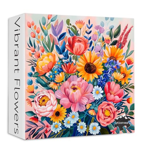 PICKFORU Blumenpuzzles für Erwachsene, 1000 Teile, buntes Frühlingsblumen-Gartenpuzzle, Aquarell-Kunst-Pflanzen-Puzzle als Heimdekoration von PICKFORU