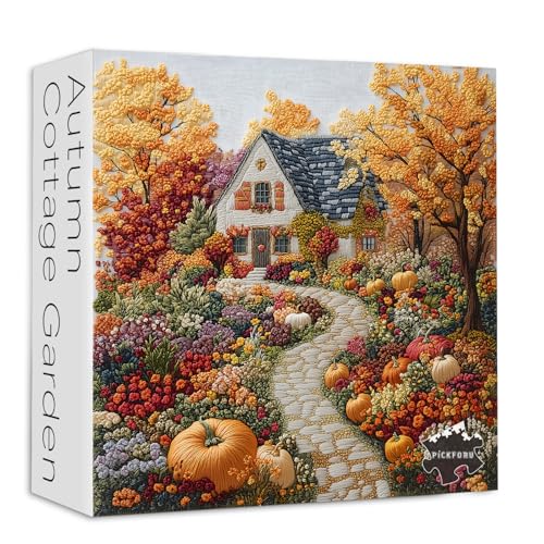 PICKFORU Herbstpuzzles für Erwachsene 1000 Teile, Vintage Stickerei Herbst Puzzles 1000 Teile Baumpflanze, schwierige herausfordernde Blumenpuzzle als Wohnkultur von PICKFORU