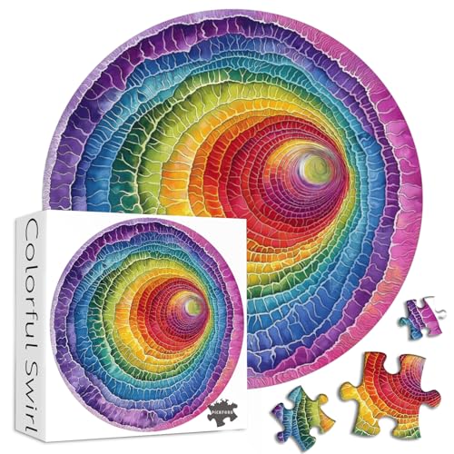 PICKFORU Impossible Puzzles für Erwachsene, 1000 Teile, buntes Wurmloch-Farbverlauf, Regenbogen-Puzzle, anspruchsvolle runde Puzzles als Heimdekoration von PICKFORU