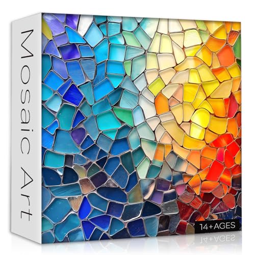 PICKFORU Impossible Puzzles für Erwachsene, Buntglas-Farbverlaufspuzzle, Mosaik, einzigartiges Kunstpuzzle für Erwachsene, 1000 Teile, schwierige harte Herausforderung Puzzles von PICKFORU