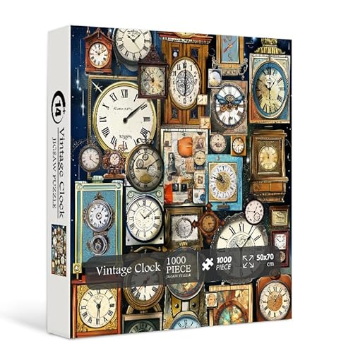 PICKFORU Impossible Puzzles für Erwachsene, Vintage Uhr Puzzle 1000 Teile, hartes schwieriges Puzzle als Wohnkultur von PICKFORU