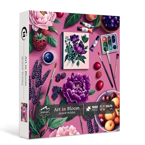 PICKFORU Malpuzzles für Erwachsene 1000 Teile, Blumen-Puzzles 1000 Teile Obstgrüne Pflanze, einzigartiges lila Blumenpuzzle als Wandkunst-Dekor von PICKFORU