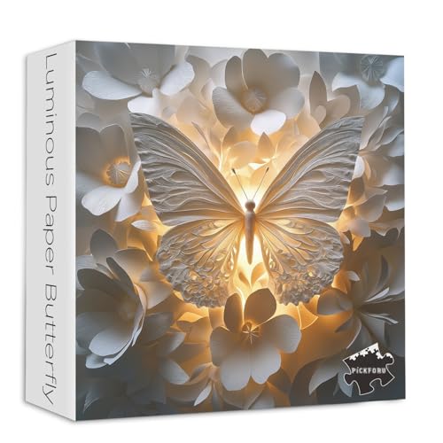 PICKFORU Schmetterling Puzzle für Erwachsene 1000 Teile, Herausfordernde Papierkunst Blumen-Puzzle Schmetterling, einzigartiges Papierschnitt-Puzzle als Wohnkultur von PICKFORU