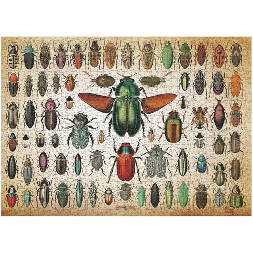 PICKFORU Vintage Insekten Puzzles für Erwachsene 1000 Teile, Retro Bugs Jigsaw Puzzles, schwierige einzigartige Kunst 1000 Teile Puzzle als Wohnkultur von PICKFORU