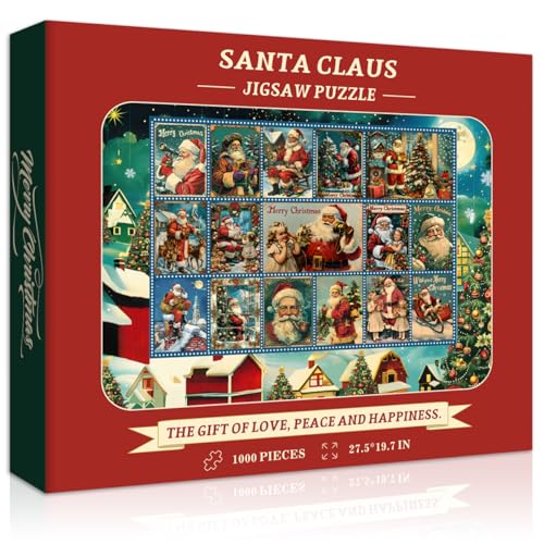 PICKFORU Weihnachtspuzzles für Erwachsene 1000 Teile, Vintage Santa Claus Puzzle Collection, Weihnachten Urlaub Puzzles, Xmas Holiday Jigsaw Puzzle Winter von PICKFORU