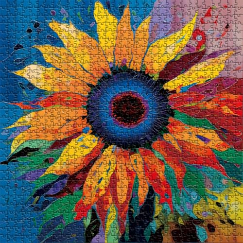 Sonnenblumen-Puzzles für Erwachsene, 1000 Teile, Farbverlauf, Blumenpuzzle, buntes Blumenpuzzle, ästhetisches Puzzle, Sonnenblumenkaleidoskop, Kunst-Puzzle, 1000 Teile, Malerei von PICKFORU