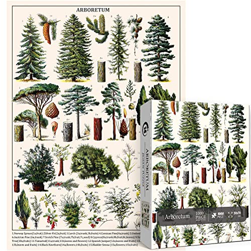 Vintage Pflanzenpuzzle für Erwachsene 1000 Teile, Baum Puzzle Puzzles für Erwachsene, Natur Botanisches Puzzle Arboretum als Pflanzengeschenke von PICKFORU