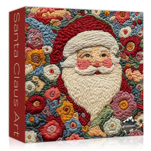 Weihnachtsmann-Weihnachtspuzzles für Erwachsene 1000 Teile, PICKFORU Weihnachtsmann-Blumen-Puzzle, einzigartige Kunst, Xmas Urlaub Puzzles, Winter von PICKFORU