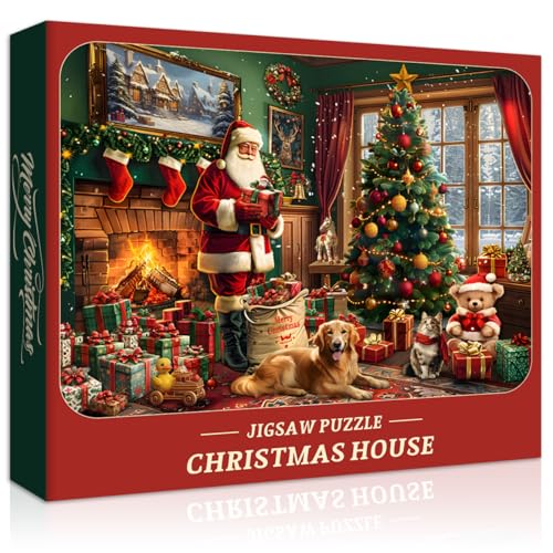 Weihnachtspuzzles für Erwachsene 1000 Teile, Weihnachtsmann Puzzle Winterurlaub, Xmas Challenge Jigsaw Puzzles von PICKFORU