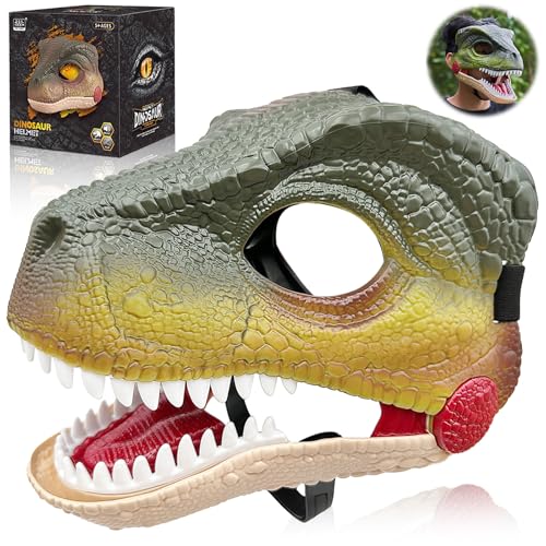 PICKONA Dino-Maske – Dinosaurier-Maske, Dino-Masken, beweglicher Kiefer, Halloween-Dekorationen, Dinosaurier, Kopf-Gesichtsmaske, beweglicher Mund, Party, Cosplay, Requisiten, Halloween, Geburtstag, von PICKONA