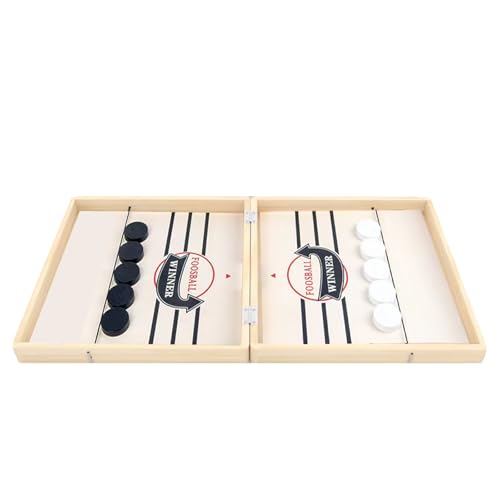 PICKONA Tisch Sportbrettspiel Set 3 in 1 – Superschnelles Sling Puck Spiel, Schach, Gobang für Partys mit der Familie, faltbares Schachbrett aus Holz, handgefertigtes Schachspielzeug als Geschenk von PICKONA