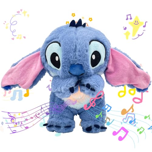 PIIMNT Schlummer Stitch Kuscheltier, Stitch Schlummer Kuscheltier, Stitch Kuscheltier Stitch Plüschtier Schlummer mit Atembewegung und Musik Schlummer Stitch Kuscheltier von PIIMNT