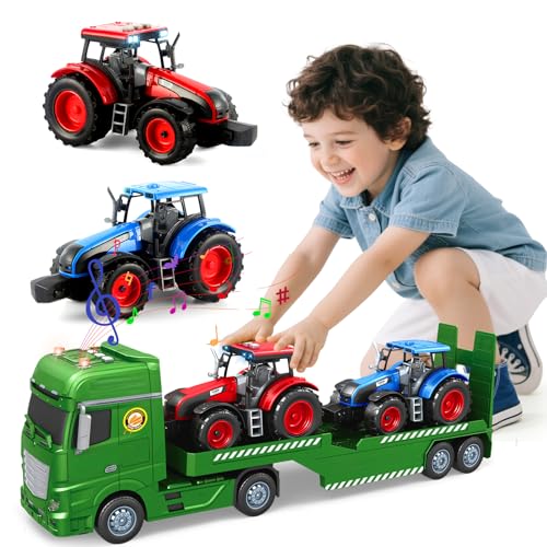 PIIMNT Traktor Spielzeug mit Anhänger,Großer Spielzeug Trecker mit Licht und Sound Auto Transporter,LKW Trecker Fahrzeuge für ab 3 4 5 6 7 8 Jahre PIIMNT Traktor Spielzeug mit Anhänger,Großer Spielzeug Trecker mit Licht und Sound Auto Transporter,LKW Trecker Fahrzeuge für ab 3 4 5 6 7 8 Jahre von PIIMNT