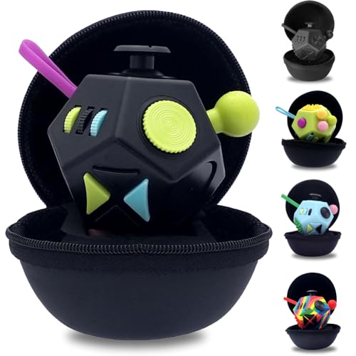 PILPOC Fidget Cube Dodecagon Fidget Toy, 12 Sides Fidget Toys, Fidget Cube with Exclusive Protective Case, Anti Stress Toy, ADHD Toy, Anti Stress Toy, Fidget Cube (Black & Mix) von PILPOC