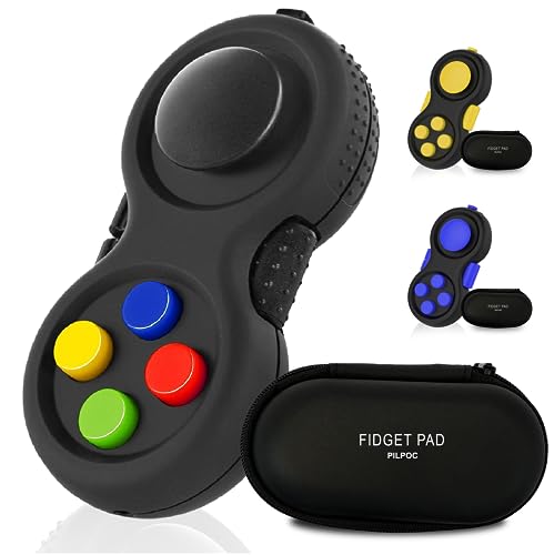 PILPOC Fidget Pad - Fidget Controller Spielzeug, Fidget Cube Anti Stress Würfel, ADHD Spielzeug, Clicker Fidget Würfel, Fummelwürfel für Kinder und Erwachene, Fidget Toy Cube [Black & Mix] von PILPOC