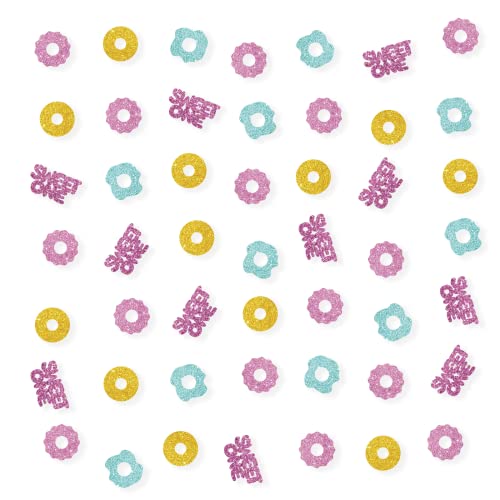 100 Stück Donut One Konfetti, Gold Glitzer 1st Birthday Papier Scatter, Sweet One Party Konfetti, Donut Smash Cake Decor von PINKAAJ