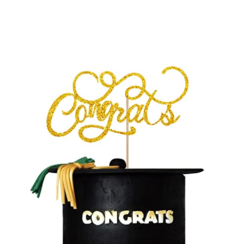 Congrats Cake Topper, Congratulations Cake Topper, Congrats Grade Cake Decor, Class of 2023 Abschlussfeier Dekorationen - Gold Glitter von PINKAAJ