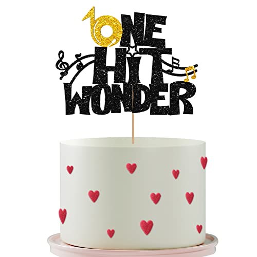 One Hit Wonder Cake Topper, First Birthday Cake Topper, Baby Shower Party Kuchen Dekor, One Year Old Birthday Party Dekorationen - Schwarz & Gold Glitter von PINKAAJ