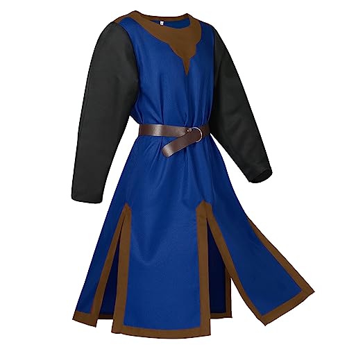 PINTUTU Mittelalter Kleidung Herren, Kreuzritter Ritter Kostüm Wikinger Tunika Tempelritter Cosplay Outfits, Mittelalter Kostüm Herren Edel Tunika für Karneval Halloween Partys Fun Halloween von PINTUTU