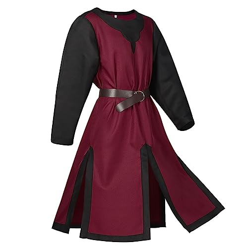 PINTUTU Mittelalter Kleidung Herren, Kreuzritter Ritter Kostüm Wikinger Tunika Tempelritter Cosplay Outfits, Mittelalter Kostüm Herren Edel Tunika für Karneval Halloween Partys Fun Halloween von PINTUTU