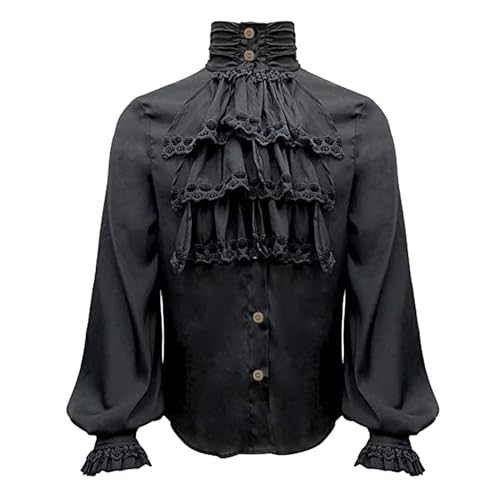 PINTUTU Piratenhemd für Herren, Vampir, Renaissance, viktorianisch, Steampunk, Gothic, gekräuselt, mittelalterliches Halloween-Kostüm Fun Halloween von PINTUTU