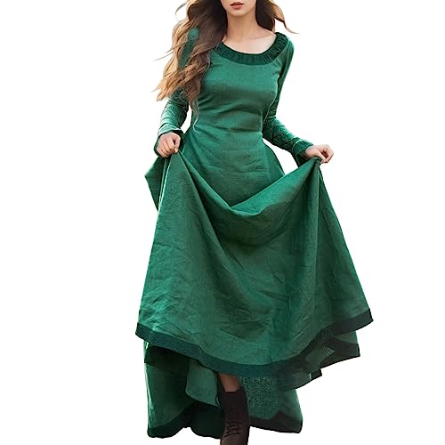 PINTUTU Rapunzel Kostüm Damen Steampunk Elfen Mittelalterkleid Cosplay Burgfräulein Kostüm Sommer Gothic Kleid Lang Fee Wikinger Kleidung Viktorianisches Renaissance Elfenkleid Fun Halloween von PINTUTU