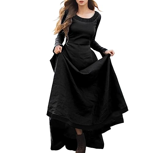 PINTUTU Rapunzel Kostüm Damen Steampunk Elfen Mittelalterkleid Cosplay Burgfräulein Kostüm Sommer Gothic Kleid Lang Fee Wikinger Kleidung Viktorianisches Renaissance Elfenkleid Fun Halloween von PINTUTU