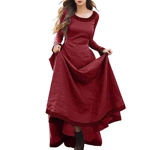 PINTUTU Rapunzel Kostüm Damen Steampunk Elfen Mittelalterkleid Cosplay Burgfräulein Kostüm Sommer Gothic Kleid Lang Fee Wikinger Kleidung Viktorianisches Renaissance Elfenkleid Fun Halloween von PINTUTU