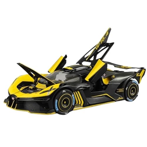 Druckgussfahrzeuge Motorfahrzeuge 1:24 Bugatti Bolide-Automodell Aus Druckgusslegierung Mit Sound Und Leichtem Rückzug, Geeignet for Die Sammlung Fertiges Modellauto(Yellow) von PIPJLCGE