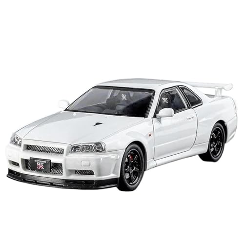 Druckgussfahrzeuge Motorfahrzeuge 1:24 Miniatur-Automodell Aus Druckgusslegierung, Geeignet for Die Sammlung des Supersportwagens Nissan GTR R34 Fertiges Modellauto(White) von PIPJLCGE