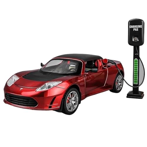 Druckgussfahrzeuge Motorfahrzeuge 1:24 Simulationsautomodell Aus Zinklegierung Aus Druckguss, Geeignet for Sammlung Und Ausstellung for Tesla Roadster Fertiges Modellauto(Red) von PIPJLCGE