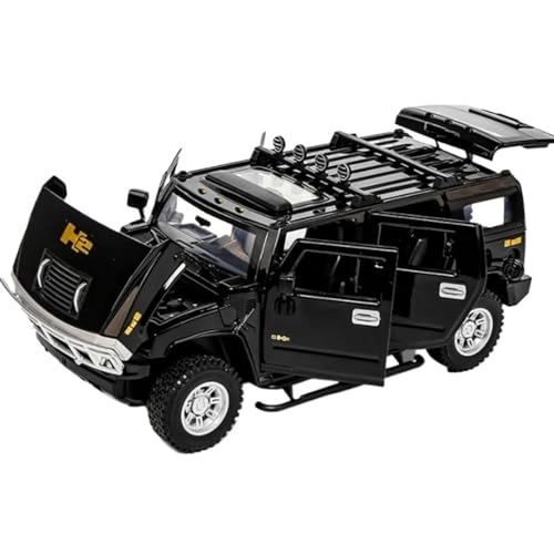 Druckgussfahrzeuge Motorfahrzeuge 1:24 for Hummer H2 Scale Reibungskraft-Modellauto, Sound Und Licht, Zurückziehbares Modellauto, Geschenk-Sammlungsdisplay Fertiges Modellauto(Size:Black) von PIPJLCGE