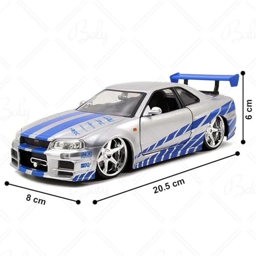 Druckgussfahrzeuge Motorfahrzeuge 1:24 for Nissan Skyline Ares GTR R34 Druckguss Legierung Auto Modell Simulation Reibung Power Modell Auto Fertiges Modellauto(Size:Green) von PIPJLCGE