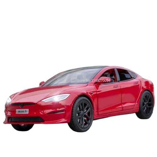 Druckgussfahrzeuge Motorfahrzeuge 1:24 for Tesla Model S Mini Druckguss Auto Modell Hohe Simulation Zink Legierung Auto Modell Souvenir Display Fertiges Modellauto (Size : Red) von PIPJLCGE