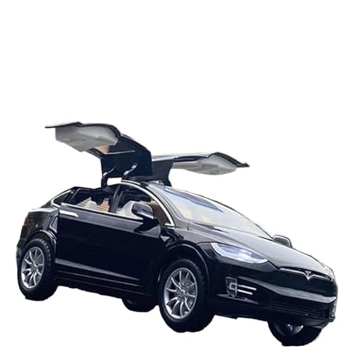 Druckgussfahrzeuge Motorfahrzeuge 1:24 for Tesla Modell X Skala Reibung Power Modell Auto Sound Und Licht Zurückziehen Modell Auto Geschenk Sammlung Fertiges Modellauto(Size:Black) von PIPJLCGE